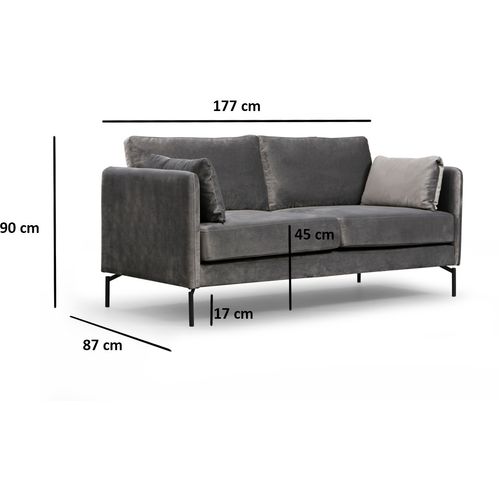 Atelier Del Sofa Dvosjed, Sivo, Sino 2 Seater slika 8