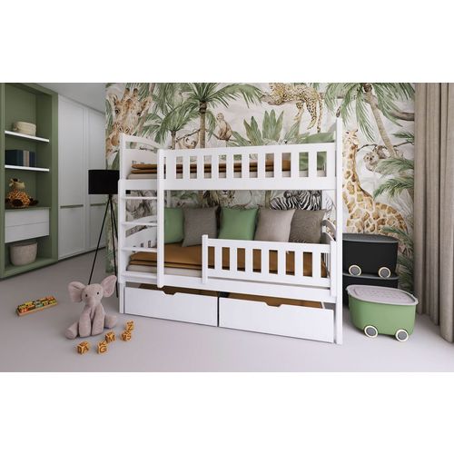 Drveni dječji krevet na kat Ignas s ladicom - bijeli - 190*90 cm slika 1