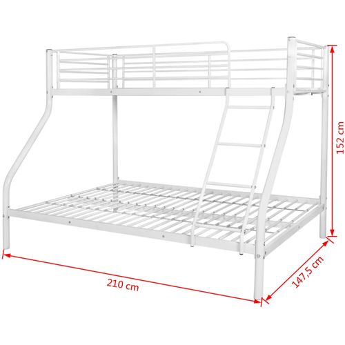 Okvir za dječji krevet na sprat metalni bijeli 140x200/90x200 cm slika 22