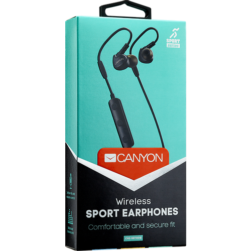 CANYON BTH-1 Bluetooth sport earphones with microphone, cable length 0.3m, 18*25*22mm, 0.028kg, Black slika 2