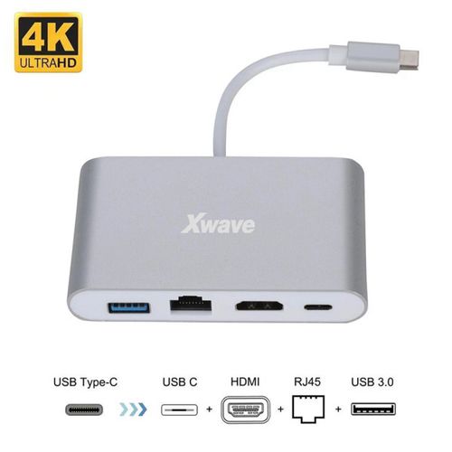 Xwave Adapter USB3.1 Tip-C M na HDMI,USB3.0,RJ45 F slika 1