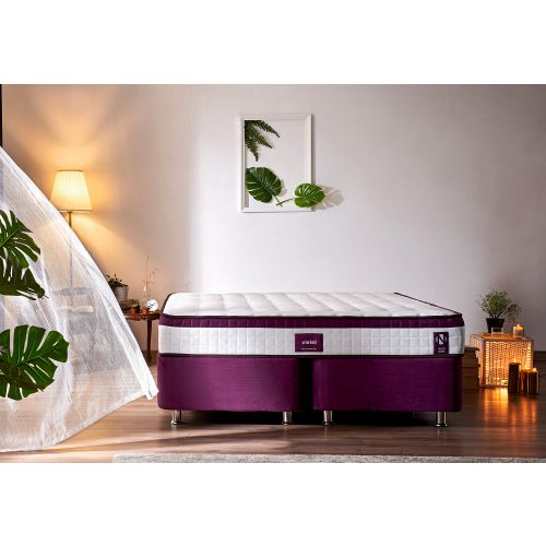 Woody Fashion Madrac, Bijela boja Ljubičasta, Violet 180x200 cm Double Size Middle Firm Mattress slika 5