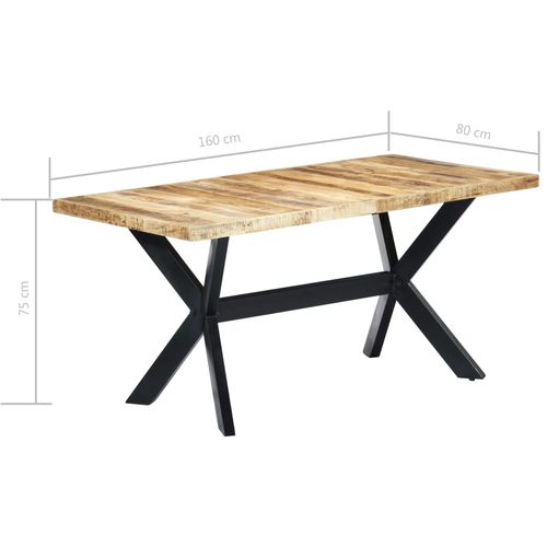 Blagovaonski stol od grubog masivnog drva manga 160x80x75 cm slika 7