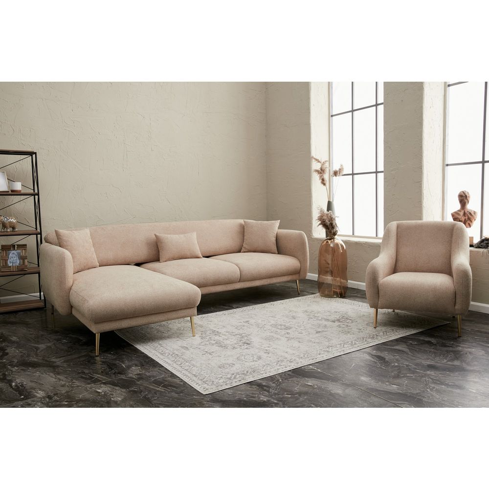 Simena Lijevi - Bež Zlato Kutna Sofa na Razvlačenje slika 3