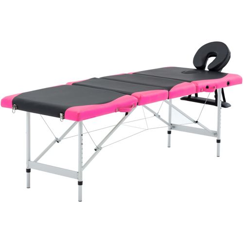 Sklopivi masažni stol s 4 zone aluminijski crno-ružičasti slika 10