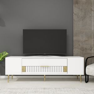 TV stalak Dekolp4, bijela i zlatna boja