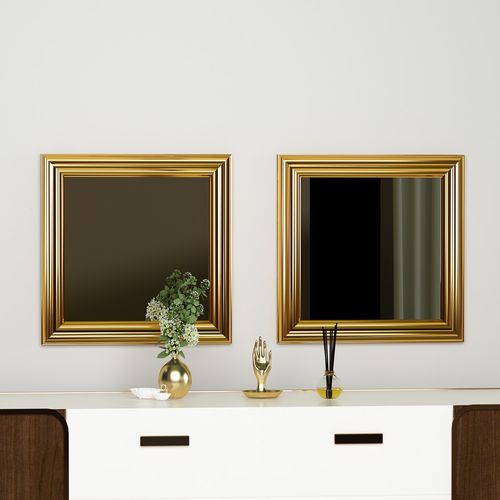 Woody Fashion Set ogledala (2 komada), Zlato, Bale - Gold slika 3