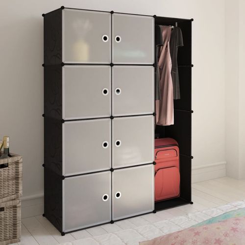 240497 Modular Cabinet with 9 Compartments 37x115x150 cm Black and White slika 19