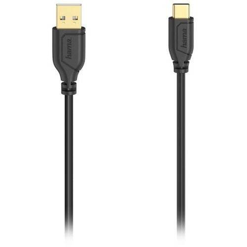 Hama USB-C kabl, fleksibilan, bakar,pozlata, 0.75m crni slika 1