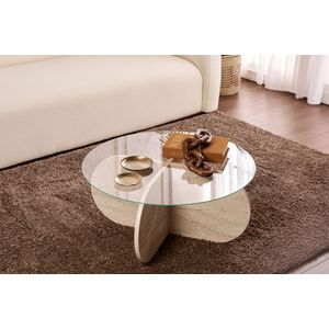 Kafa stol Aeris - Travertin i prozirno staklo