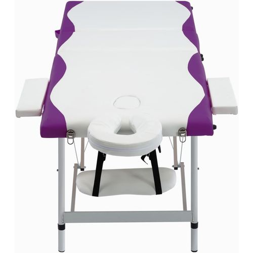 Sklopivi masažni stol s 3 zone aluminijski bijelo-ljubičasti slika 2