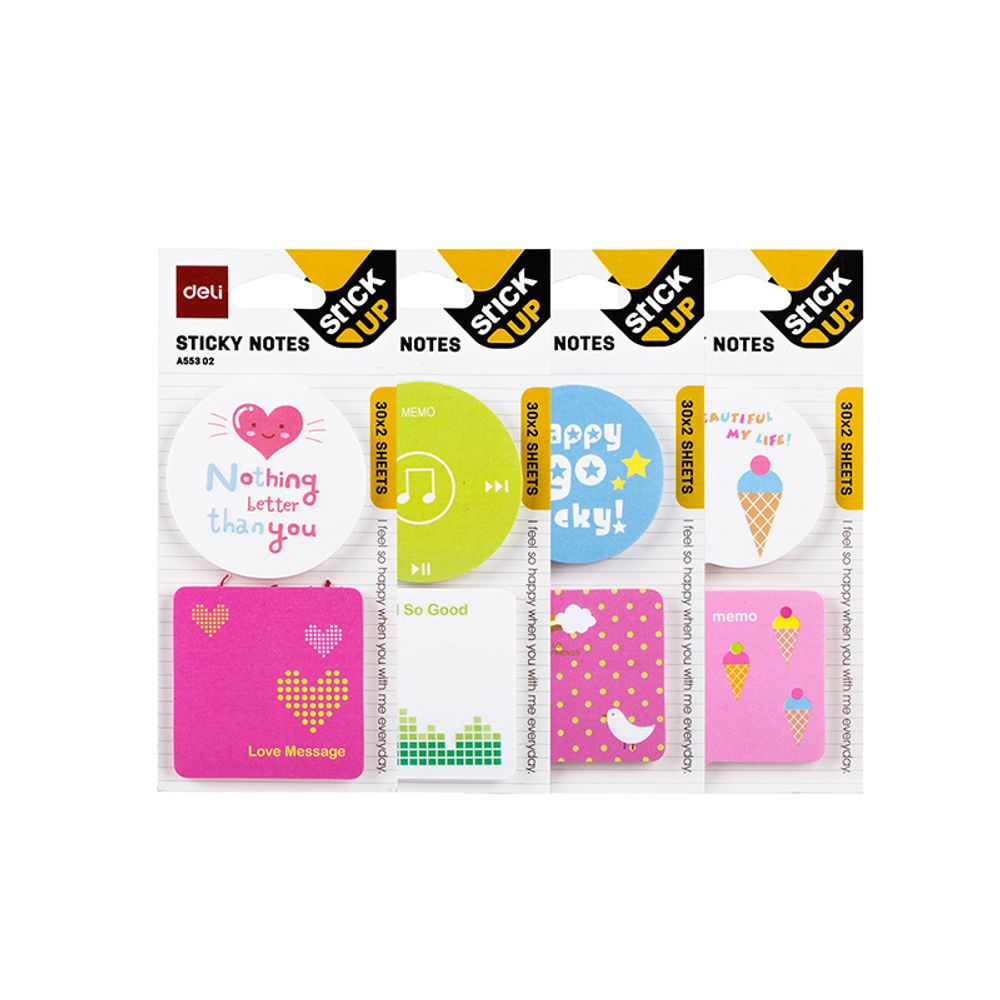 STIKER BLOK  - OBLICI DELI 51x51mm, 2x30 LISTA, 4 NEON BOJE EA55302 slika 1