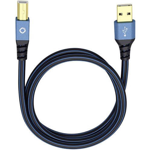 USB 2.0  [1x muški konektor USB 2.0 tipa a - 1x muški konektor USB 2.0 tipa b] 1.00 m plava boja pozlaćeni kontakti Oehlbach USB Plus B slika 1