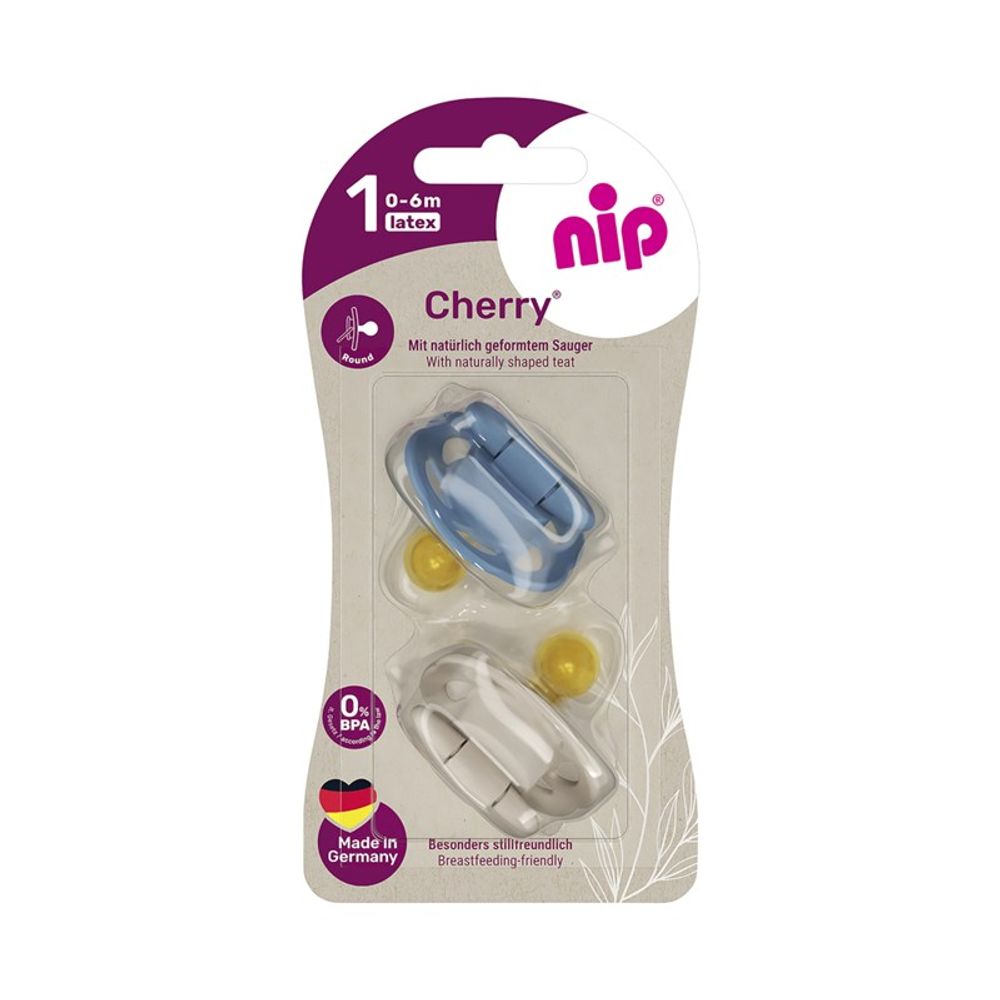 nip® Duda varalica Cherry 0-6mj (veličina 1) - Latex, 2kom Plava/Bež slika 1
