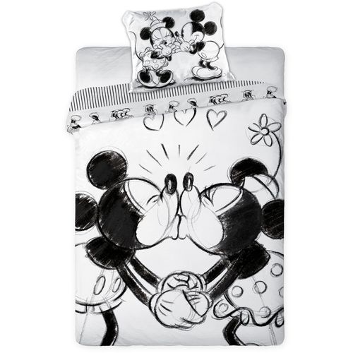 Posteljina za decu Mickey Minnie 160x200+70x80cm - Crno-Bela boja slika 1