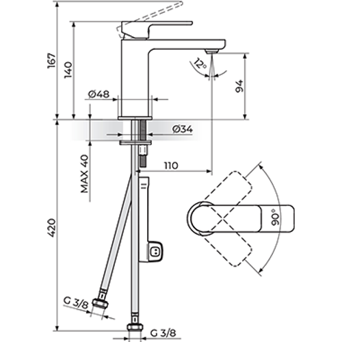 Rosan  S.2  GOLD Baterija za lavabo slika 2