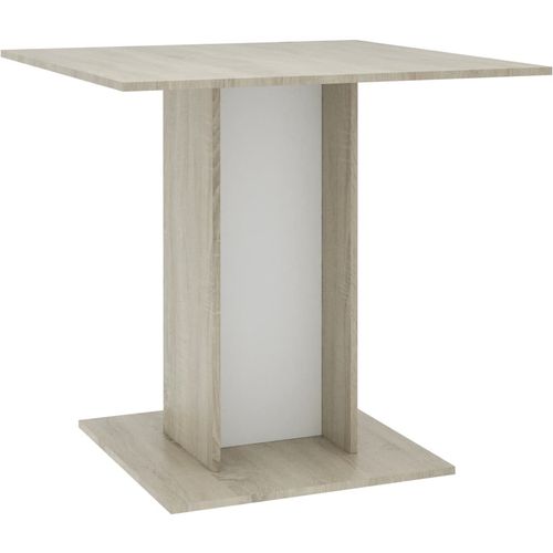 Blagovaonski stol bijeli i boja hrasta 80x80x75 cm od iverice slika 15