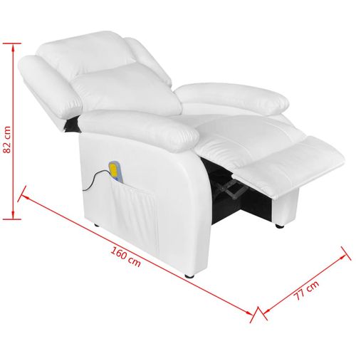 Masažna fotelja od umjetne kože krem bijela slika 49
