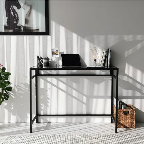 Radni sto Network M100F Black, 100x45cm sa staklenom površinom slika 7