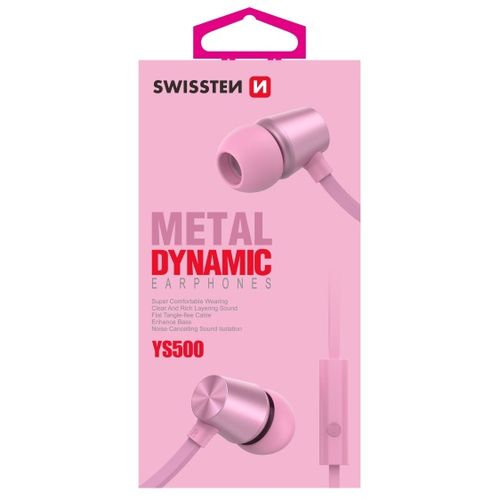 SWISSTEN slušalice + mikrofon, In-ear, metalne, roze/zlatne DYNAMIC YS500 slika 1