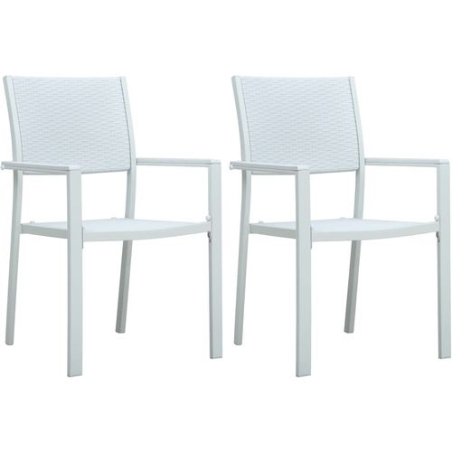 Vrtne stolice 2 kom bijele plastične s izgledom ratana slika 31