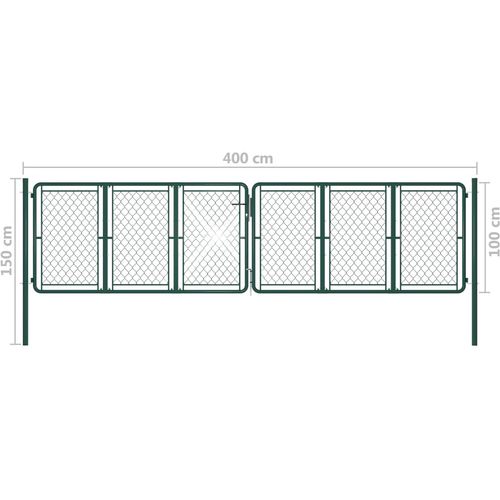 Vrtna vrata čelična 400 x 100 cm zelena slika 15