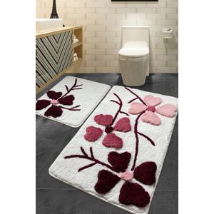 Kırcicegi - Pink Multicolor Acrylic Bathmat Set (2 Pieces)