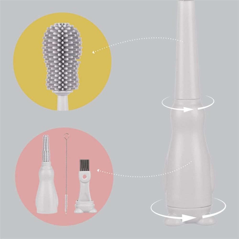 Zopa Silikonska četka za čišćenje flašica 3u1, Light Grey slika 5