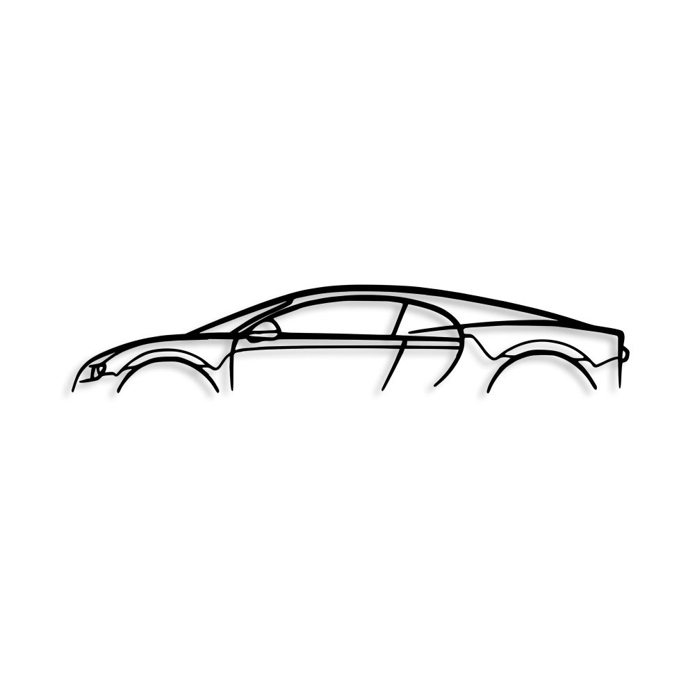 Dekorativni Metalni Zidni Ukras - Bugatti Veyron Silueta u Crnoj Boji slika 4
