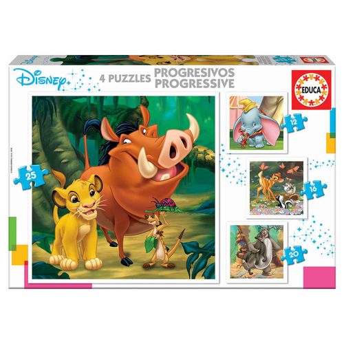 Disney životinje: Dumbo, Bambi, Kralj Lavova i Knjiga o džungli puzzle (12-16-20-25 komada) slika 1