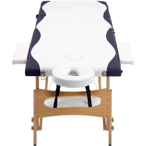 Sklopivi masažni stol s 3 zone drveni bijelo-ljubičasti slika 33