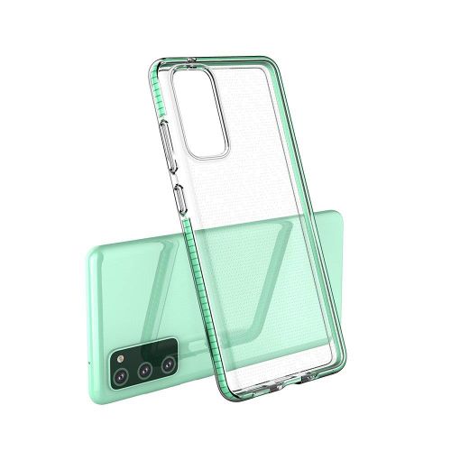 Spring Case prozirna zaštitna gel maska sa okvirom u boji za Samsung Galaxy A12 / Galaxy M12  mint slika 2