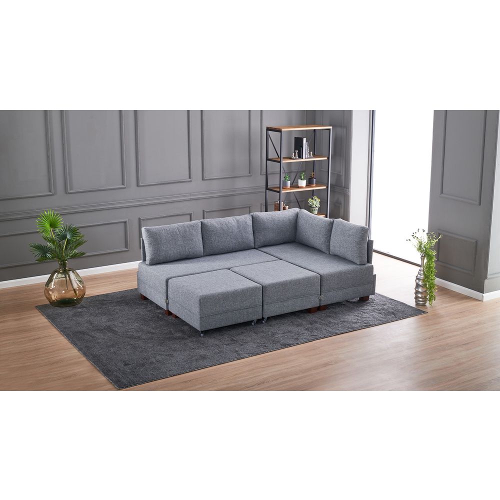 Ugaona Sofa na Razvlačenje Fly - Desni Kut, Siva slika 5