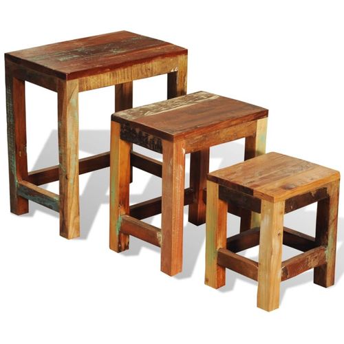 3-dijelni set uklapajućih stolića starinski obnovljeno drvo slika 35