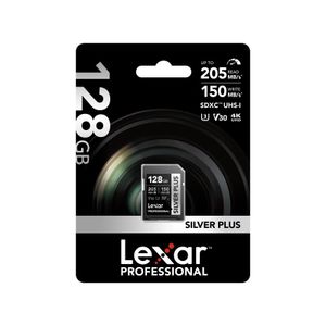 Lexar SD 128GB SDXC Silver Plus UHS-I cards, 205MB/s - 150MB/s C10 V30 U3