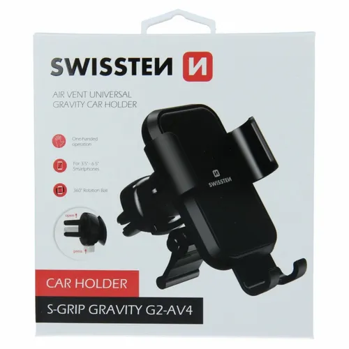 Swissten Auto držač S-GRIP G2-AV4 3,5"-6,5" crna slika 2