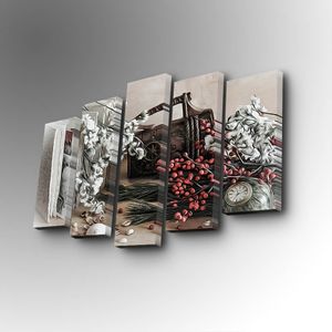 5PUC-095 Multicolor Decorative Canvas Painting (5 Pieces)