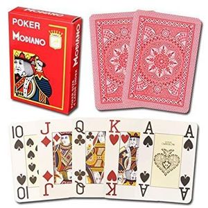 MODIANO karte za poker 100% plastika 4 jumbo index, crvene