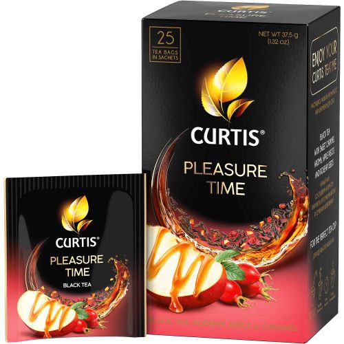 Curtis  Pleasure Time - Crni čaj sa komadićima jabuke, šipurkom, aromom pitaje i karamele, 25x1,5g slika 2