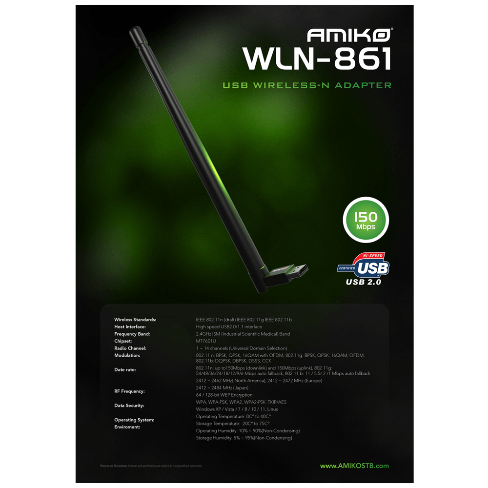 Amiko Wi-Fi mrežna kartica - WLN-861 slika 2