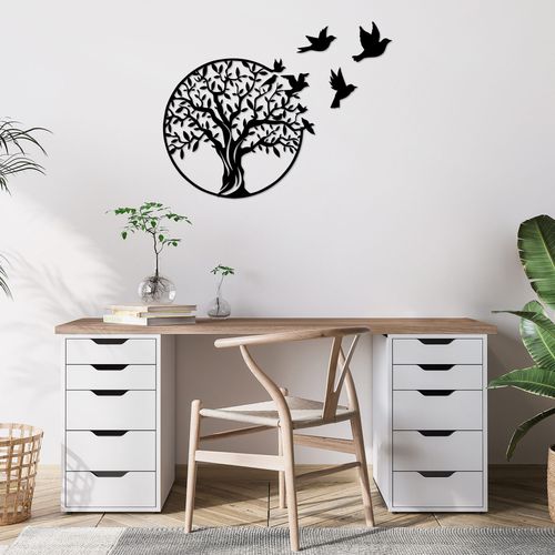 Tree And Birds Black Decorative Metal Wall Accessory slika 3