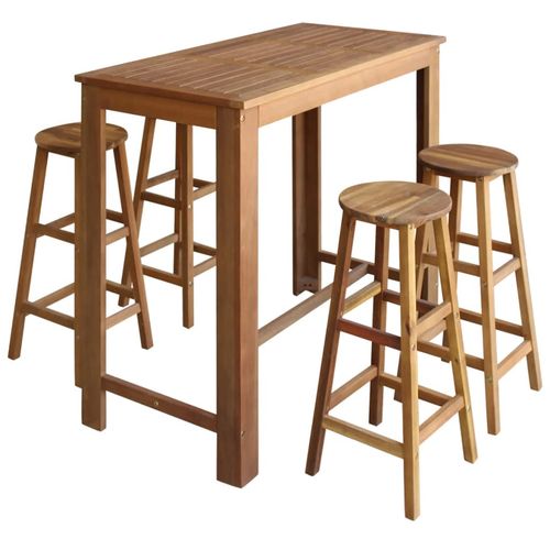 5-dijelni set barskih stolaca i stola od masivnog bagremovog drva slika 13