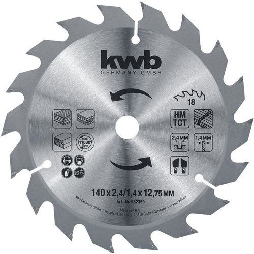 KWB list kružne pile 140×12,75 mm, 18Z, HM slika 1