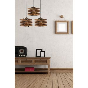 Cara ahşap 3 lü sıralı yanık sarkıt Brown Chandelier