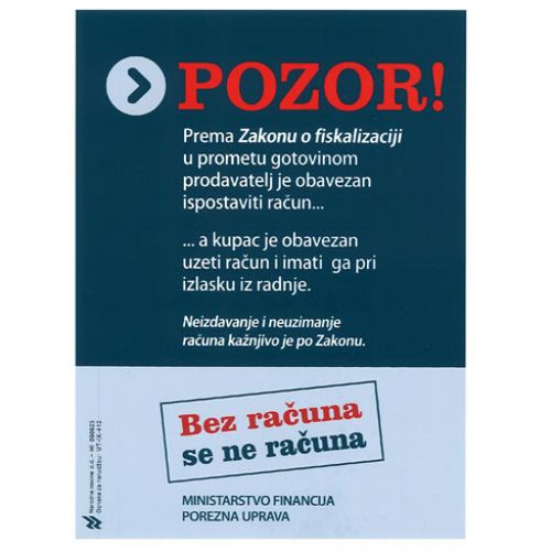 IX-412/S NALJEPNICA POZOR FISKALIZACIJA; PVC folija, 9,9 x 14 cm slika 1