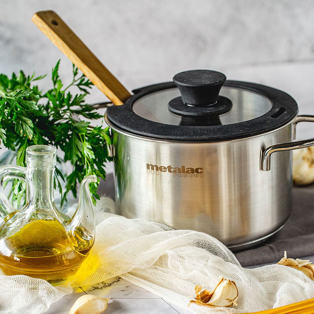 Metalac Šerpa Rea plitka - inox sa staklenim poklopcem 20 cm / 2.8 l slika 3