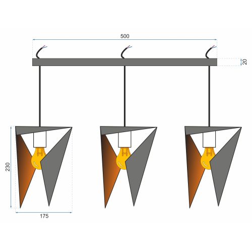 TOOLIGHT Stropna visilica trokutasta geometrijska APP254-3CP slika 11