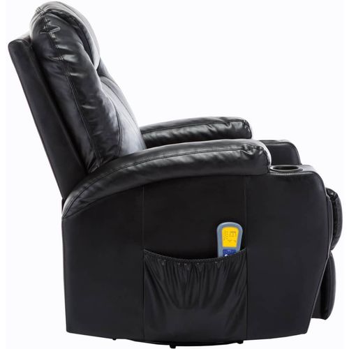 Električna ljuljajuća fotelja za masažu od umjetne kože crni slika 24