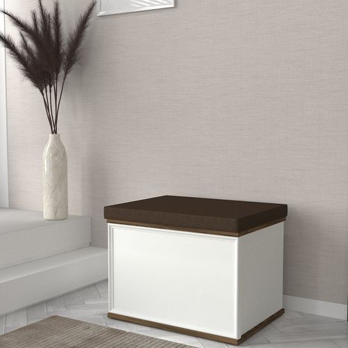 Woody Fashion Pouffe, Smeđa Bijela boja, Lonya - Brown, White slika 2