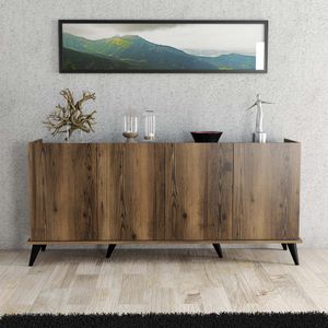 Elegantna konzolna komoda Elegante 1604 u orahovom i crnom mramornom dizajnu